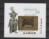 Ajman 1968 - Jocurile Olimpice Mexic, gold foil, colita neuzata