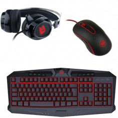 Kit genius gaming keyboard + gaming headset + gaming mouse wired black kmh-200 (k + foto