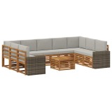 vidaXL Seturi de canapele cu pernă 10 pcs Natural și gri deschis 3384877