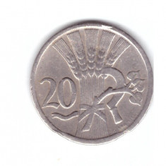 Moneda Cehoslovacia 20 haleru / haler 1924, stare foarte buna, curata