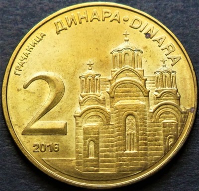 Moneda 2 DINARI / DINARA - SERBIA, anul 2016 *cod 2855 A = A.UNC foto