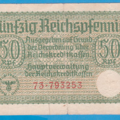 (1) BANCNOTA GERMANIA - 50 PFENNIG ND, WW2 - NAZISTA, MAI RARA