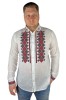 Bluza tip ie barbati R187 alb crystal/rosu , marimea 3XL, Bumbac, La baza gatului