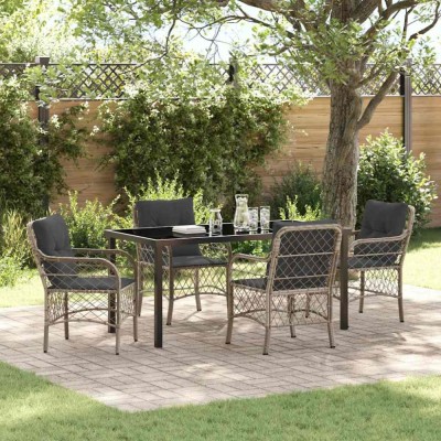 vidaXL Set de masă pentru grădină 5 pcs Gri deschis Rattan poli 3380242 foto