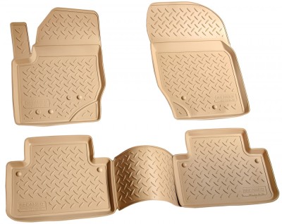 Set de 4 covorase bej cauciuc 3D stil tavita premium pentru Volvo XC90 I 2002-2014 foto