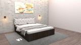 Pat Poxy cu Tablie Tapitata Wenge cu Saltea 160 cm x 200 cm