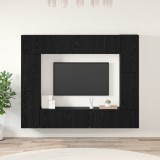 Set Comodă TV vidaXL Stejar Negru, 8 Piese, 80x30 cm - Rafturi Suspendate Living, Design Modern