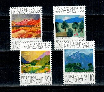 Liechtenstein 1991 - Confederatio Helvetica, picturi, serie neuz foto