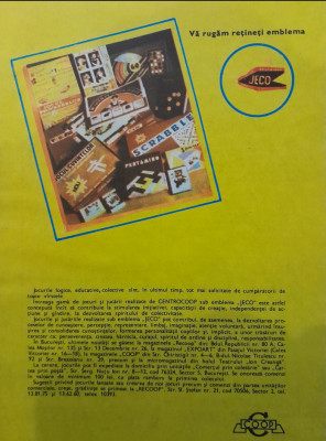 1988 Reclamă jocuri JECO comunism 24x16 epoca aur GO, SCRABBL, copilarie pionier foto