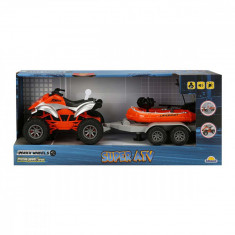 Set Super ATV cu remorca si barca, Maxx Wheels