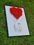 Tablou Inima - cu licheni stabilizati rosii, dimensiune A4, Cadouri pentru femei