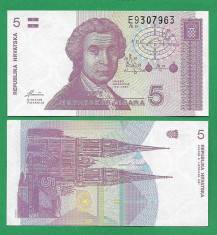 = CROATIA - 5 DINAR ? 1991 - UNC = foto