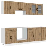Cumpara ieftin Set dulap de bucatarie 8 piese &bdquo;Kalmar&rdquo; stejar artizanal lemn