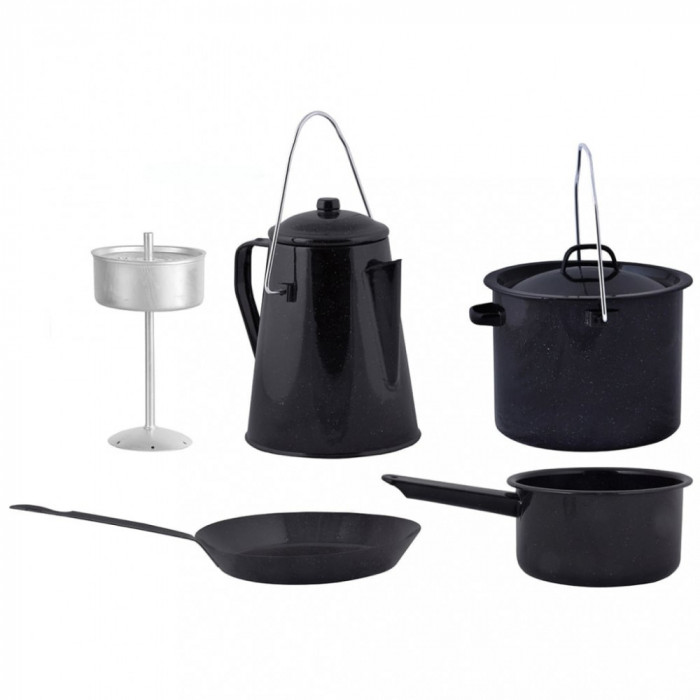 Esschert Design Set de gătit pentru exterior, 4 piese, negru, FF215