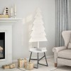 Gossi brad de craciun decorativ, alb, 120 cm, lemn de pin masiv
