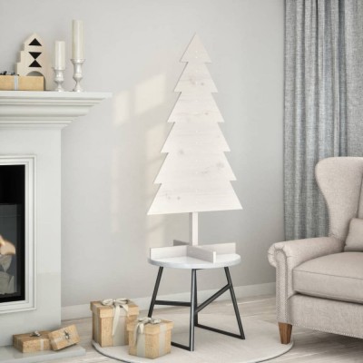 Brad de Crăciun decorativ, alb, 120 cm, lemn de pin masiv foto