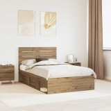 Cumpara ieftin Cadru de pat Stejar artizanal 120 x 190 cm Lemn de pin masiv