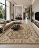 Covor Lotos 15091-110, Marime 200 x 300 cm, Crem, Bej, Inaltime Fir 8 mm, Antialergic, Polipropilena, Living, Dormitor, Sufragerie, Birou
