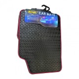 Covorase Auto Universale, din cauciuc sintetic moale, culoare Neagra cu dunga Rosie, AVEX