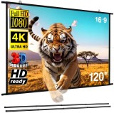 Ecran de proiecție anti-lumină Linomag&reg;, montabil pe perete, 120 inch / 3.5m, pliabil, cu suport telescopic din oțel inoxidabil, format 16:9, 148x266c