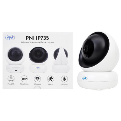 Camera supraveghere video PNI IP735 3Mp cu IP P2P PTZ wireless card microSD control din aplicatie foto