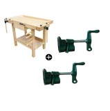 Cumpara ieftin Banc de lucru pentru tamplarie ROX Wood X0111, 1060 x 500 x 750 mm + 2 x Menghina tamplarie extensibila Troy 25049