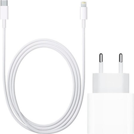 Set Incarcator iPhone USB-C 20W Fast Charger si cablu USB-C Lightning