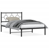 VidaXL Cadru de pat din metal cu tăblie, negru, 107x203 cm