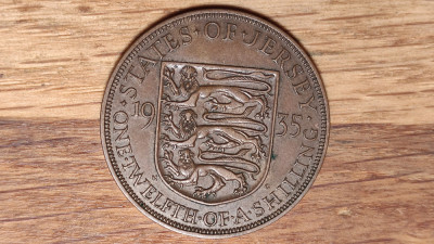Jersey -moneda de colectie bronz rara- 1 / 12 shilling 1935 -George V- xf+/aunc foto