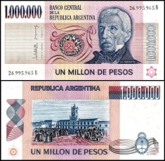ARGENTINA █ bancnota █ 1 000 000 1000000 Pesos █ 1981-83 █P310 █ UNC necirculata