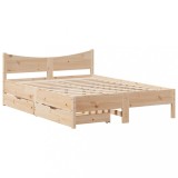 Cumpara ieftin Cadru de pat cu sertare, 135x190 cm, lemn masiv de pin