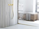Profil Panta Cadita Dus 100cm Aurie REA - Banda Mascare Margini, Otel Inox, Rezistenta Umiditate, Taiere Ajustabila, Design Modern