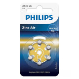 Set 6 baterii auditive Zinc Air Philips, ZA10, 1.4 V, 90 mAh, ambalaj blister