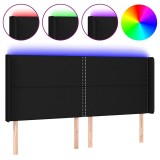 Cumpara ieftin Tablie de pat cu LED, negru, 203x16x118/128 cm, textil