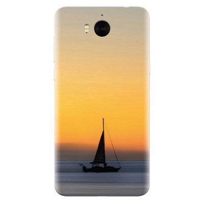 Husa silicon pentru Huawei Y6 2017, Wind Sail Boat Ocean Sunset foto