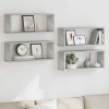 VidaXL Rafturi de perete cub, 4 buc, gri beton, 60x15x23 cm, PAL