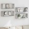 vidaXL Rafturi de perete cub, 4 buc, gri beton, 60x15x23 cm, PAL