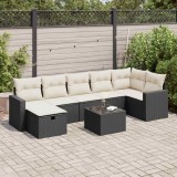 Cumpara ieftin Set mobilier de grădină cu perne, 8 piese, negru, poliratan