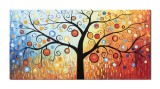 Cumpara ieftin Tablou gigant pictat manual living, Copacul vietii, bucurie, 140x70cm ulei panza, gata de expus pe perete