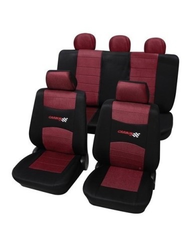 Set Huse Scaun Universale Carbon Petex Rosu-Negru