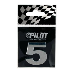 Autocolant 3D crom Type-3 (28mm) cifra - &quot; 5 &quot; Garage AutoRide
