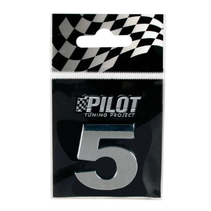 Autocolant 3D crom Type-3 (28mm) cifra - &quot; 5 &quot; Garage AutoRide