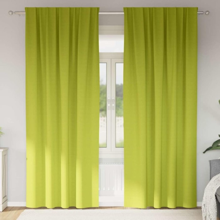 Perdele cu perdele 2 pcs Verde măr 225 x 140 cm Poliester