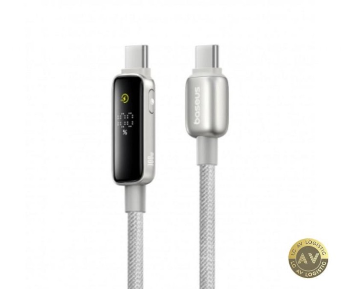 Cablu Date si Incarcare USB-C - USB-C Baseus Vipow Display 100W 2m Gri P10381802851-01