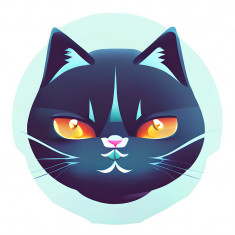Sticker decorativ Pisica, Albastru, 60 cm, 7804ST