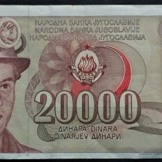 Bancnota 20000 DINARI / DINARA - RSF YUGOSLAVIA, anul 1987 *cod 402