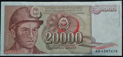 Bancnota 20000 DINARI / DINARA - RSF YUGOSLAVIA, anul 1987 *cod 402 foto