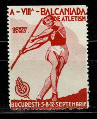 timbre fiscale -vinieta Balcaniada 1937-140 foto