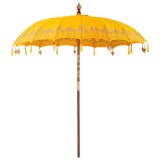 vidaXL Umbrelă de soare Altele Manual Galben x 250 cm Bumbac și lemn