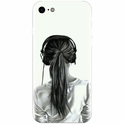 Husa silicon pentru Apple Iphone 5 / 5S / SE, Girl With Headphone foto